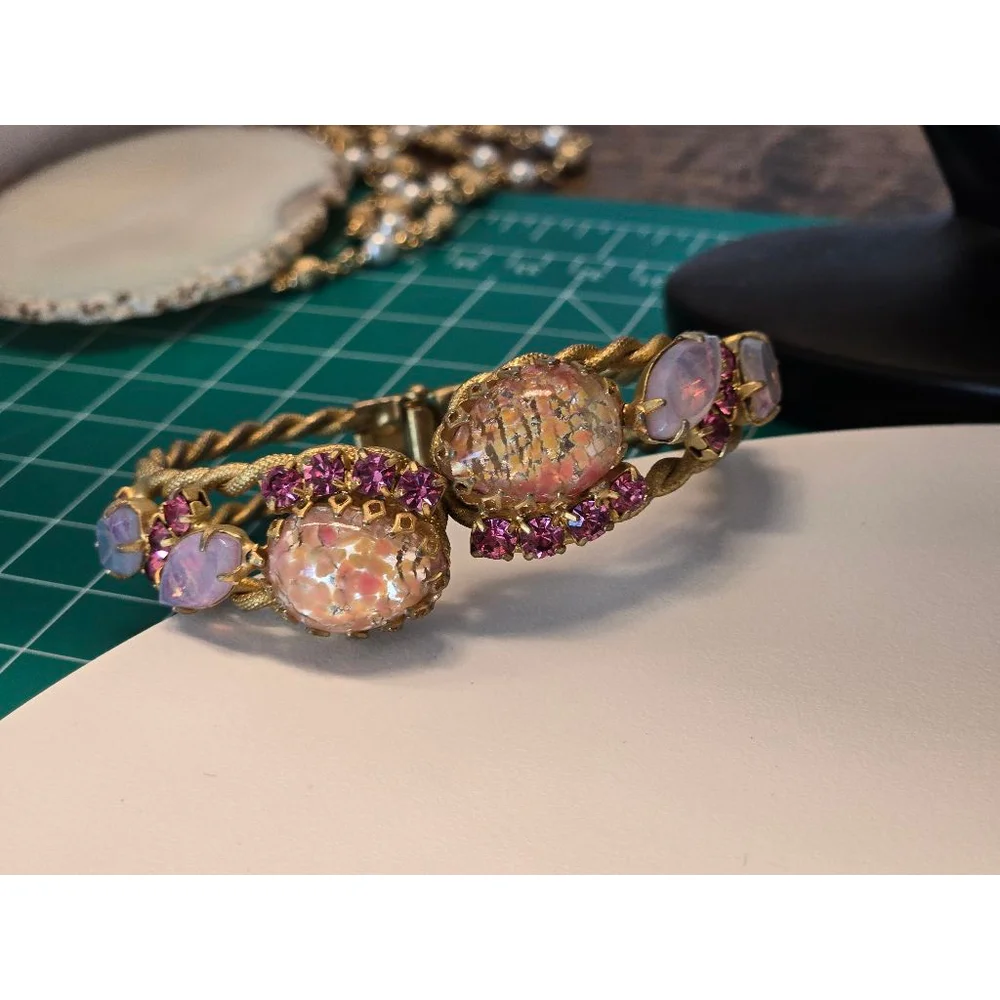 Vintage Women's Unbranded Bracelet, One Size, Gold, Pink and Purple